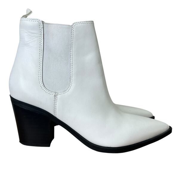 Nine West Wyliis White Leather Chelsea Ankle Boots Boots Size 6M Pointed Toe - Picture 4 of 10